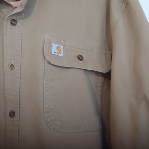 Carhartt Button Up Shirt Mens XL Rugged Flex Original Fit Tan Khaki Pocket - Picture 8 of 12